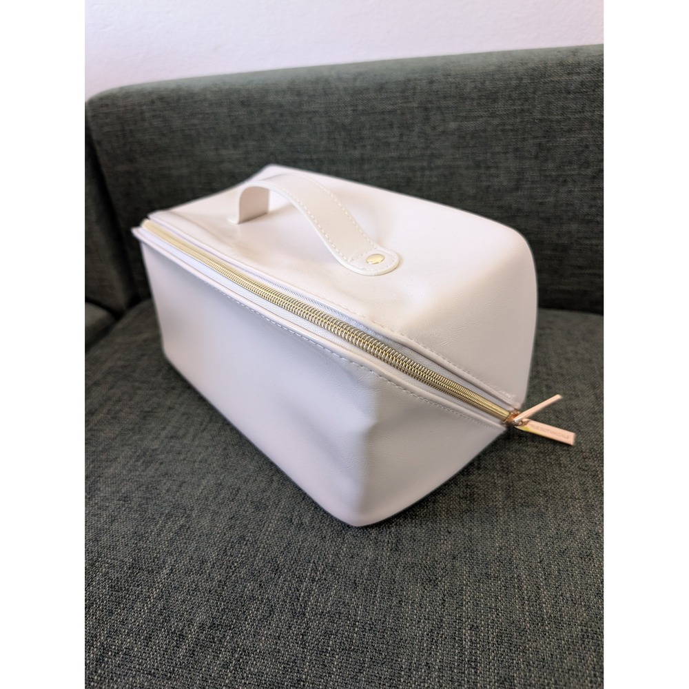 True Botanicals Cream Travel Makeup Cosmetic Bag Organizer Diagonal Zipper